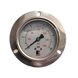 نمای صفحه ای گیج فشار روغنی WEIKE 10 بار با فِلَنج و صفحه کوچک