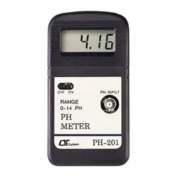 نمای مقابل اسید سنج لوترون (Lutron) مدل PH-201 بدنه مشکی با دقت اندازه گیری 0/01