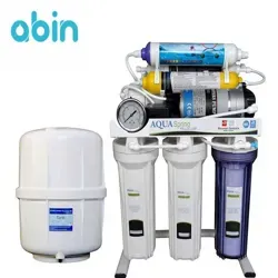 نما روبرو دستگاه تصفیه آب آکوا اسپرینگ مدل RO-S151 به همراه منبع آب