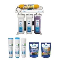دستگاه تصفیه آب خانگی SSV مدل maxtec X600 به همراه فیلتر 3 عددی و شارژ یدک 2 عددی نمای روبرو