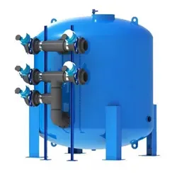 نمای کناری فیلتر شنی فلزی رخشاب ظرفیت 17.6 متر مکعب با دریچه بازدید مشخص