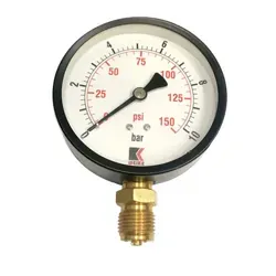 نمای نیم رخ گیج فشار خشک WEIKE 10 بار با قاب مشکی و صفحه سفید