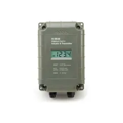 نمای ایستاده ترانسمیتر هدایت هانا (HANNA) مدل HI8936DLN صفحه نمایش LCD با نور پس زمینه و دو پایه مشکی