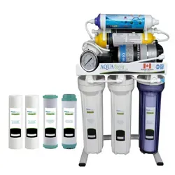 دستگاه تصفیه آب خانگی آکوآ اسپرینگ مدل RO-S151 به همراه فیلتر بسته 4 عددی نمای روبرو