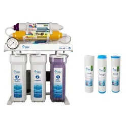 نمای جلو دستگاه تصفیه آب خانگی اس اس وی (SSV) مدل MaxTec X700 به همراه فیلتر بسته 3 عددی