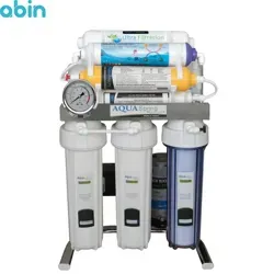 نمای جلو دستگاه تصفیه آب خانگی آکوآ اسپرینگ مدل CHROME-FSR9 به همراه فیلتر مجموعه 4 عددی