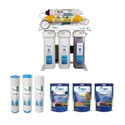 نمای روبرو دستگاه تصفیه آب خانگی اس اس وی (SSV) مدل SuperTec x700 با ست فیلتر و شارژر